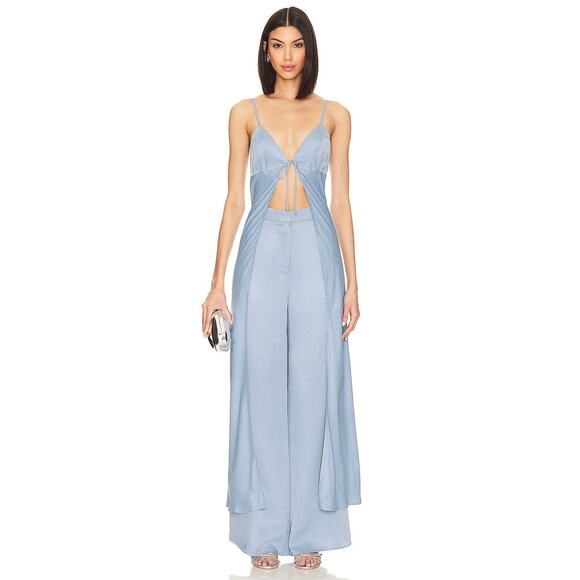 Camila Coelho Tops - Camila Coelho Kassiani Tie Front Top - S Dusty Blue